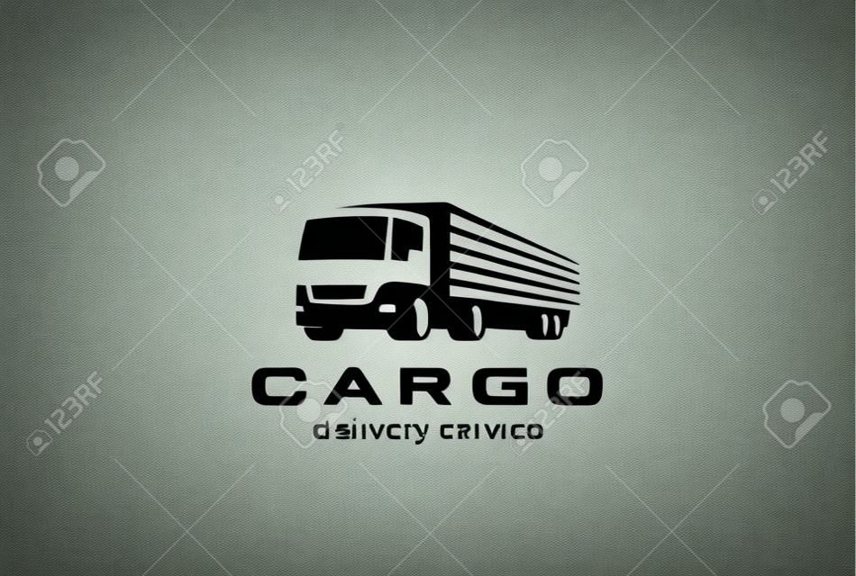 卡車交付貨物徽標設計矢量模板。貨車汽車車標識剪影。負空間樣式圖標
