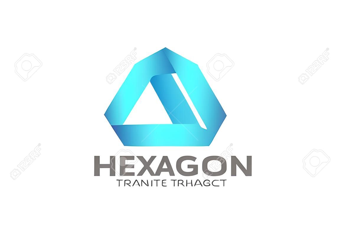 Sechskant-Dreieck-Logo geschlungene Unendlichkeit Design Vektor Vorlage. Großunternehmen Technologie unendlich Logo-Konzept-Symbol