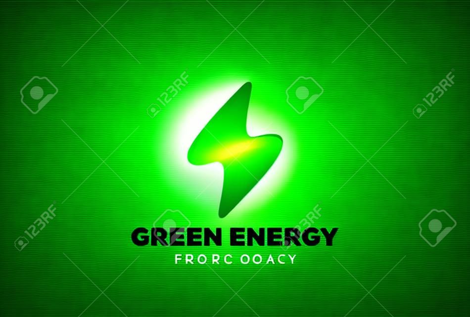 Green Energy Flash Logo design vector template. Thunderbolt symbol.
 Natural Ecology Power electric speed creative Logotype concept
