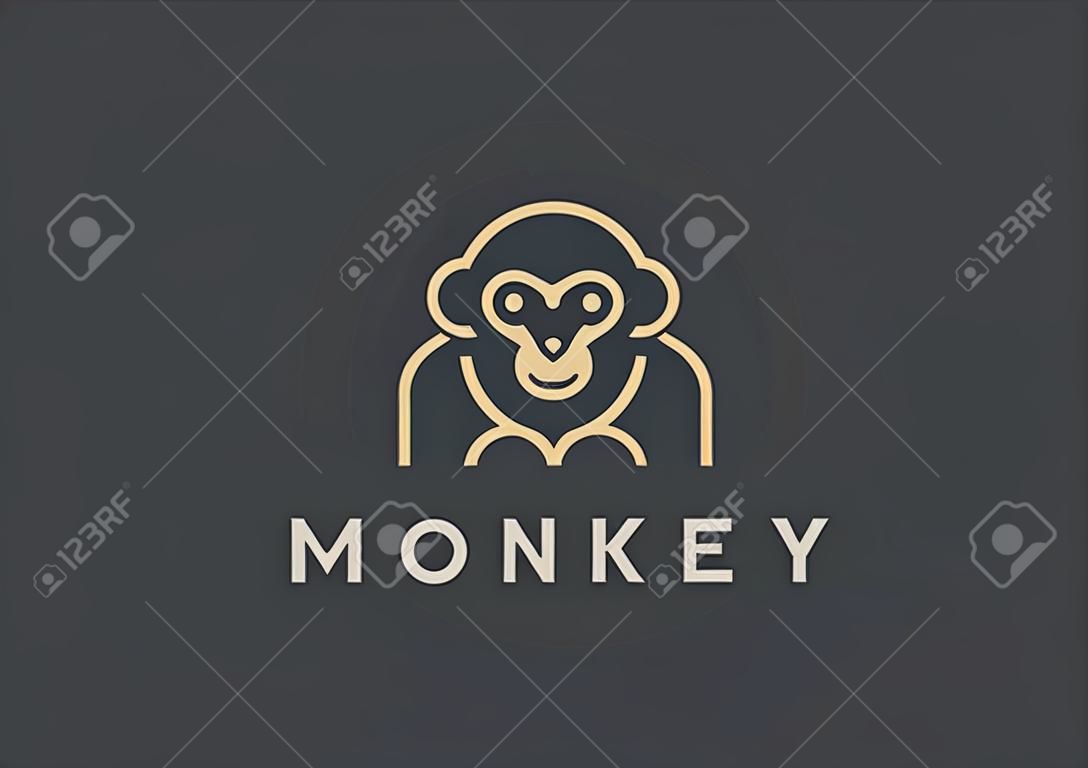 Обезьяна логотип вектор дизайн шаблона геометрический линейный стиль. Концепция значка логотипа гориллы