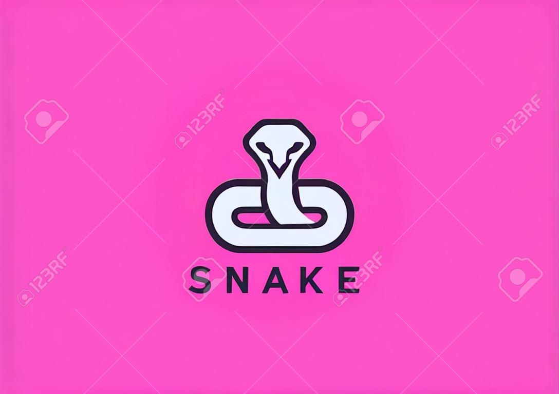 Snake illustration silhouette  design template Linear geometric style.
