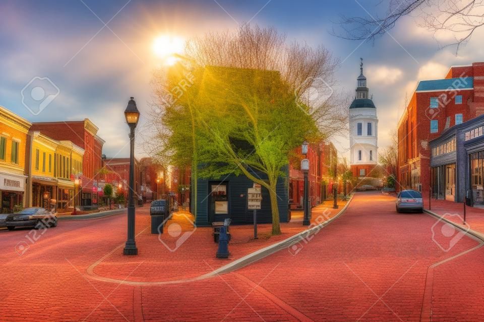 cityscape do centro da cidade na rua principal em Annapolis, Maryland, EUA