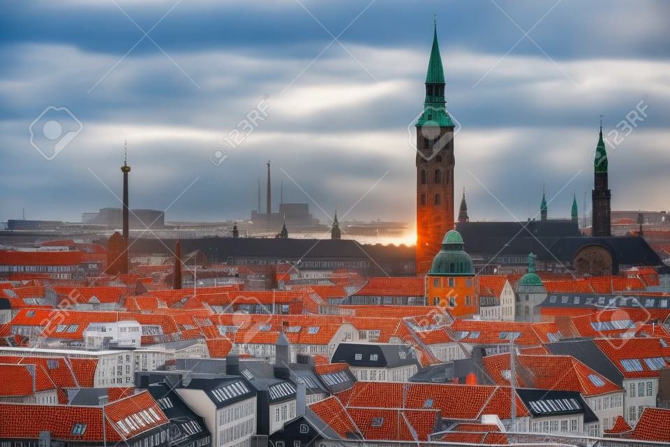 Kopenhagen, Denemarken oude stad skyline.