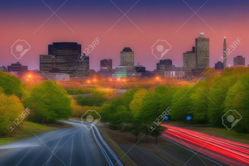 Columbia, South Carolina, USA skyline and highway.