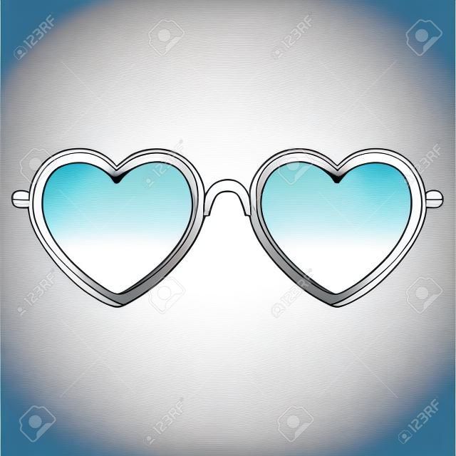 Glasses heart shape sketch vector graphics color picture