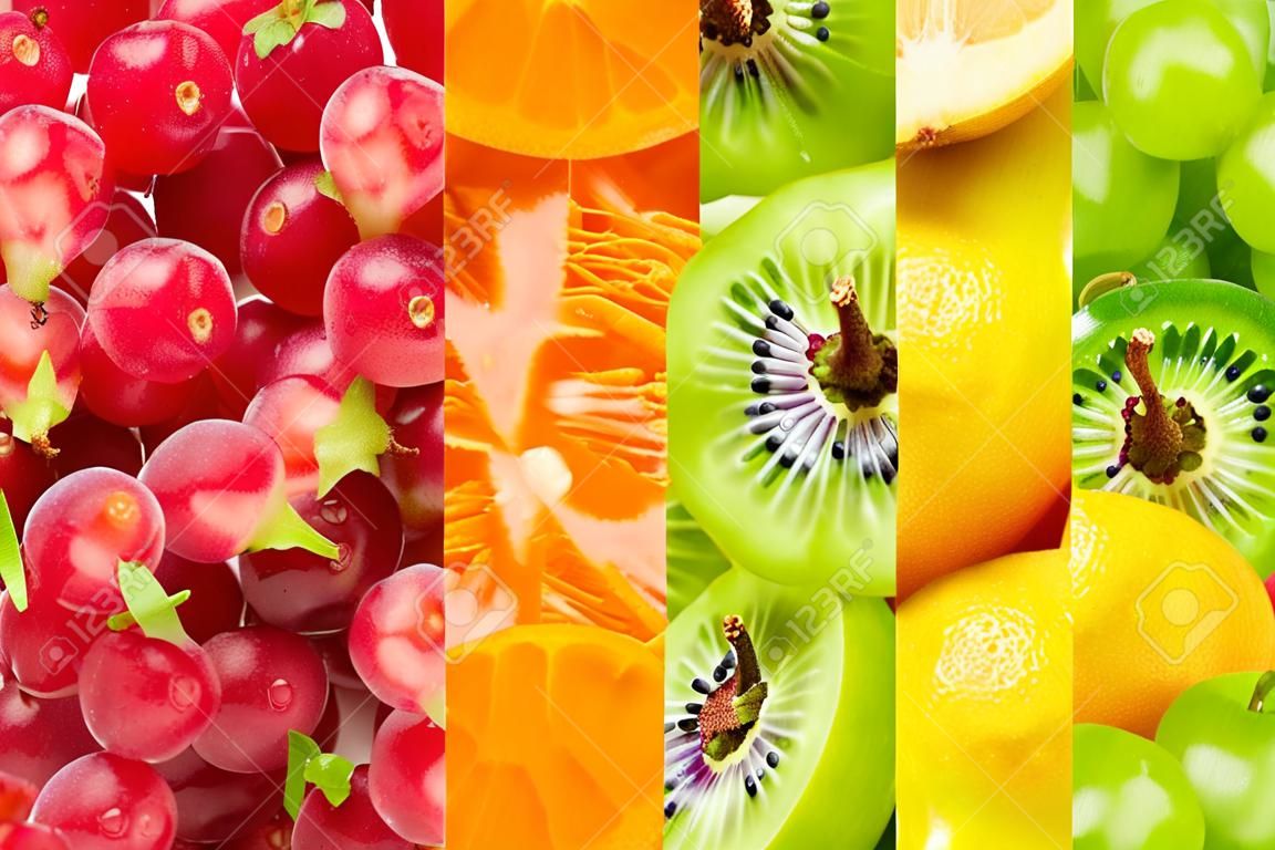 Collage avec des fruits et légumes. Frais fond alimentaire