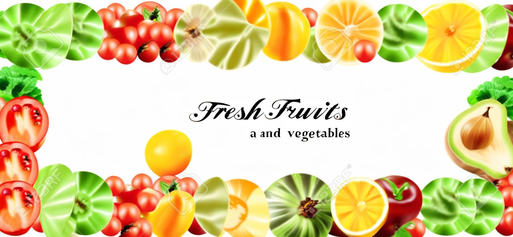 Frutas e legumes frescos. Conceito de comida saudável