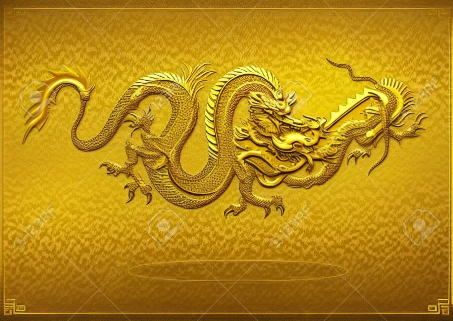 金色巨龍在亞洲風格的插圖