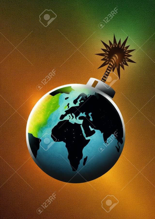 Illustration of Earth as a bomb