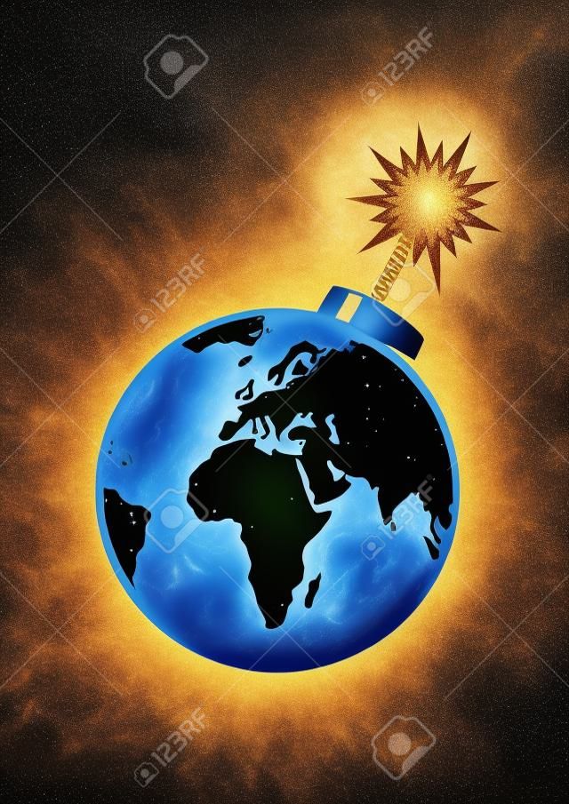 Illustration of Earth as a bomb