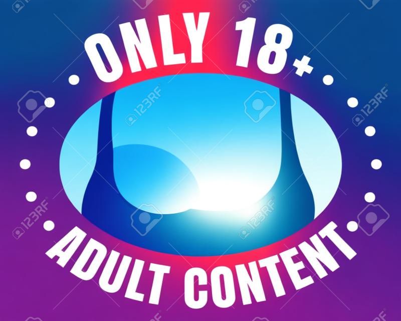 Vector web banner for adult content. Vector emblem adults only.