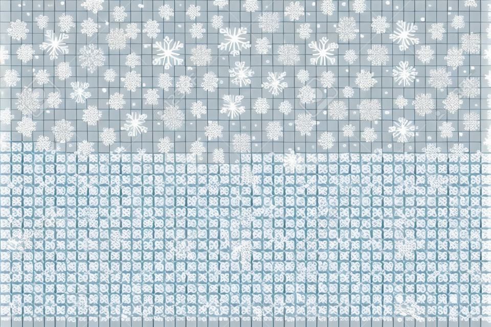 Nahtloses Muster mit Schneeflocken für Feier des neuen Jahres auf transparentem Hintergrund, Weihnachtsschneefall-Dekorationseffekt.