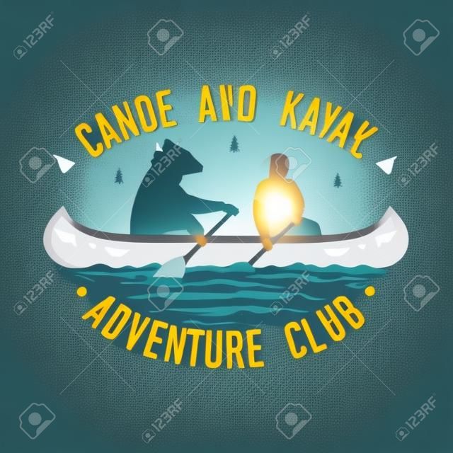 Kano ve Kayak kulübü vektör illüstrasyonu.