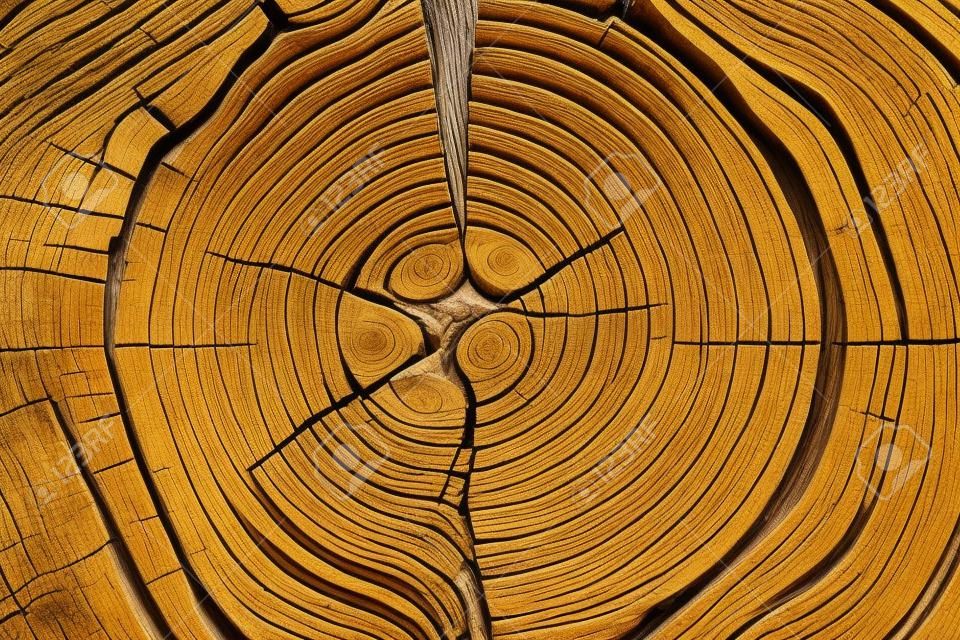 Textura de madeira do lariço do tronco da árvore cortada, close-up.