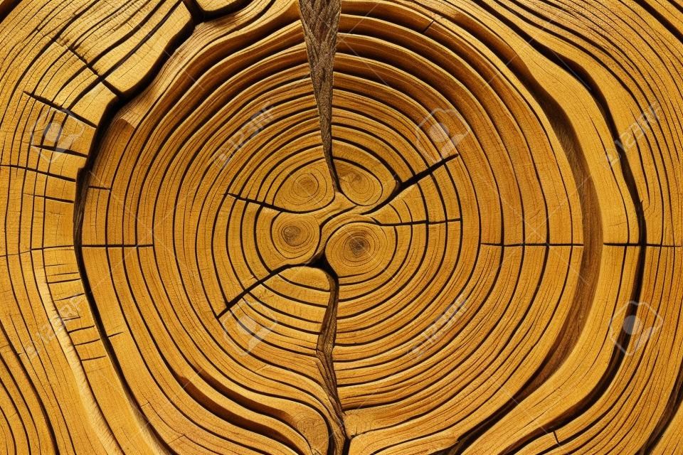 Textura de madeira do lariço do tronco da árvore cortada, close-up.