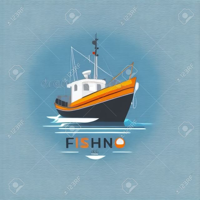 Fishing boat design image for Sea transportation and barge boat vector. vector illustration