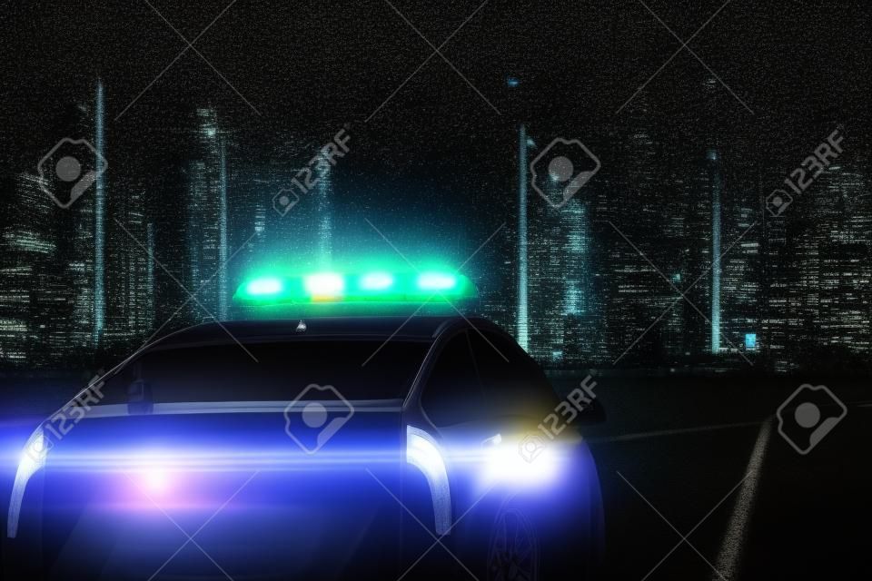 Auto della polizia su strada di notte