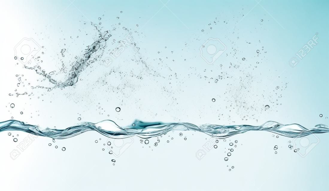 Water splash isoliert auf weißem Hintergrund.