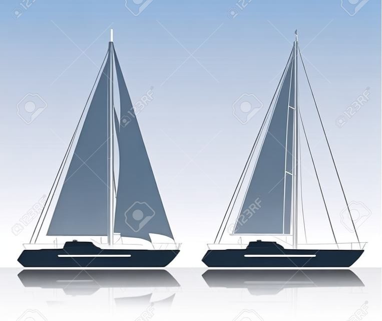 Yachts. Detailed vector silhouette of two luxury yachts.