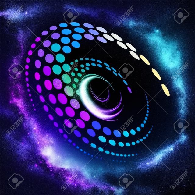 Stylized shiny milky way on galaxy vector background. Glowing design element.