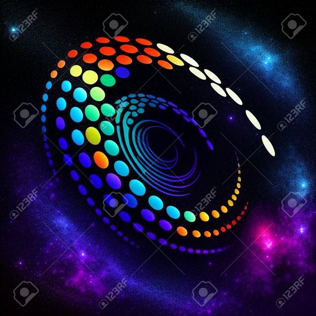Stylized shiny milky way on galaxy vector background. Glowing design element.