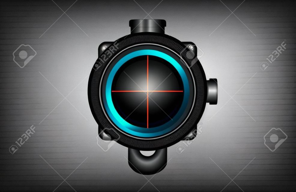 Sniper scope crosshairs in realistic style. Optical sight for your project. GUI element. Vector gaming template. Military and weapon