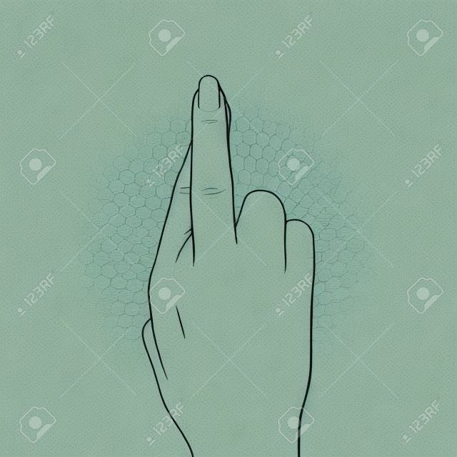 Vingers gekruist, hand gebaar. Strip stijl illustratie