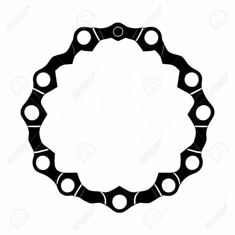 Cercle de chaîne de bicyclette sur un fond blanc