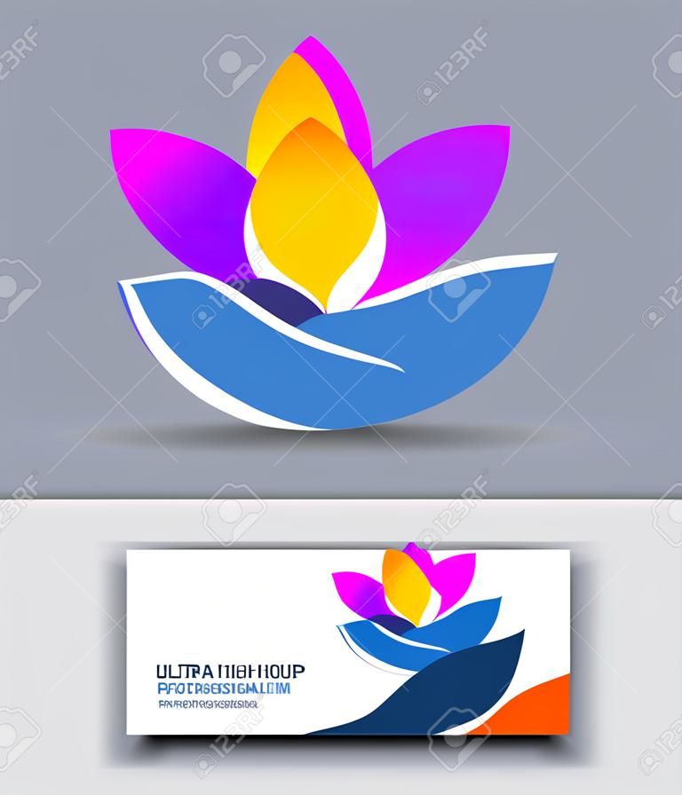 lotus in hand on a white background. vector illustration