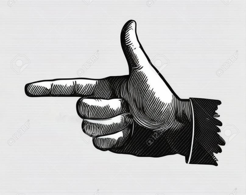 Hand, wijsvinger. Sketch vector illustratie