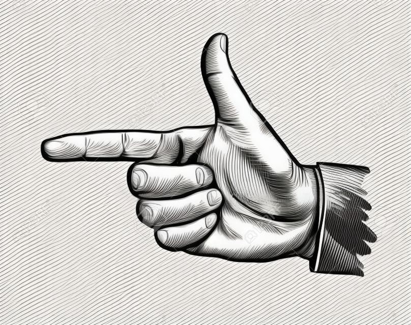 Hand, wijsvinger. Sketch vector illustratie