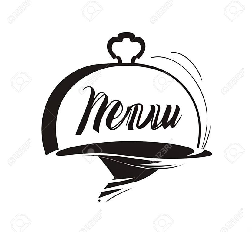 Yemek servisi, catering logosu. Tasarım menü restoran veya kafe simgesi. Vektör çizim