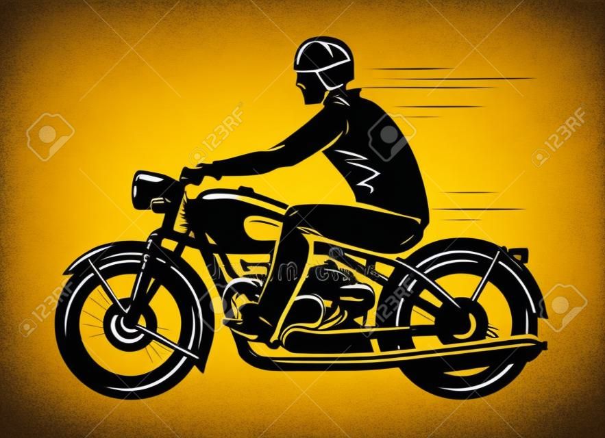 Motociclista em moto, ilustração. motociclista. corrida de