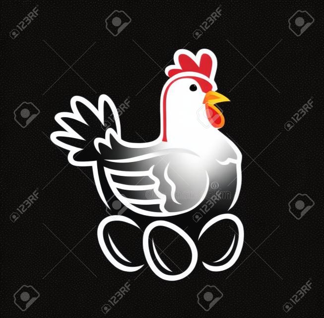 巣に産卵する鶏。鶏のロゴやシンボルベクトル