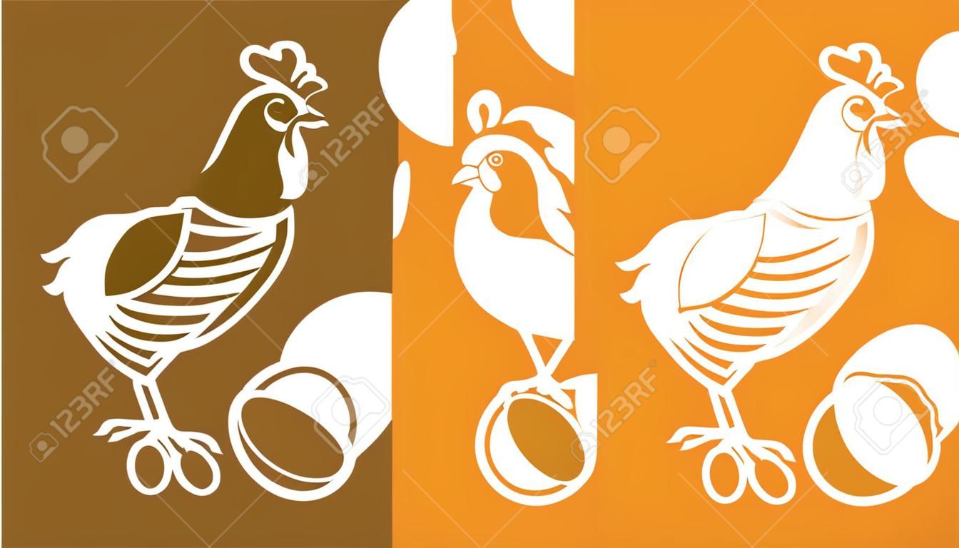 Galinha com ovos. Símbolo de galinha ou vetor de logotipo