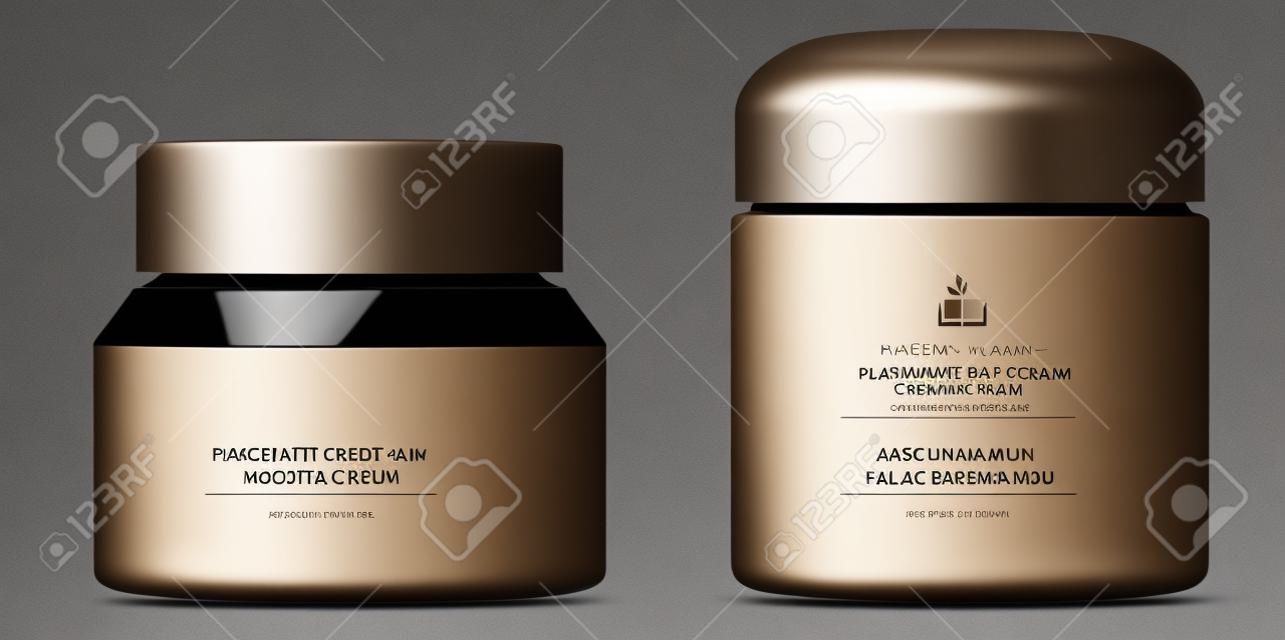 Cosmetic cream jar black plastic mockup. Beauty container for wax or body scrub. Premium men cosmetic packaging for advertising. Face skin cream or powder bottle mock up for presentation