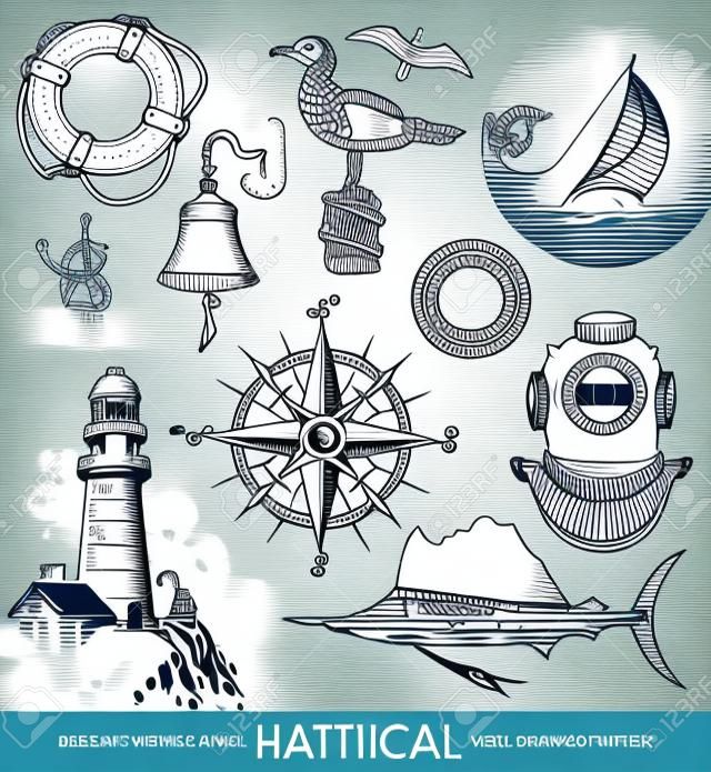 Nautical Hand gezeichnet Vektor-Set