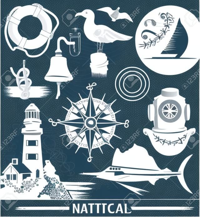 Nautical Hand gezeichnet Vektor-Set
