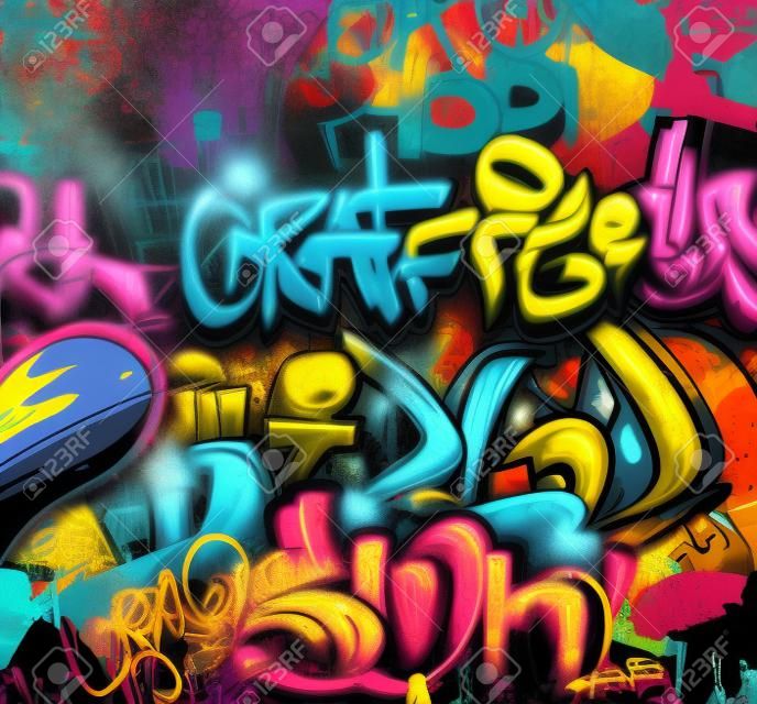 La pared de graffiti urbano hip hop de fondo