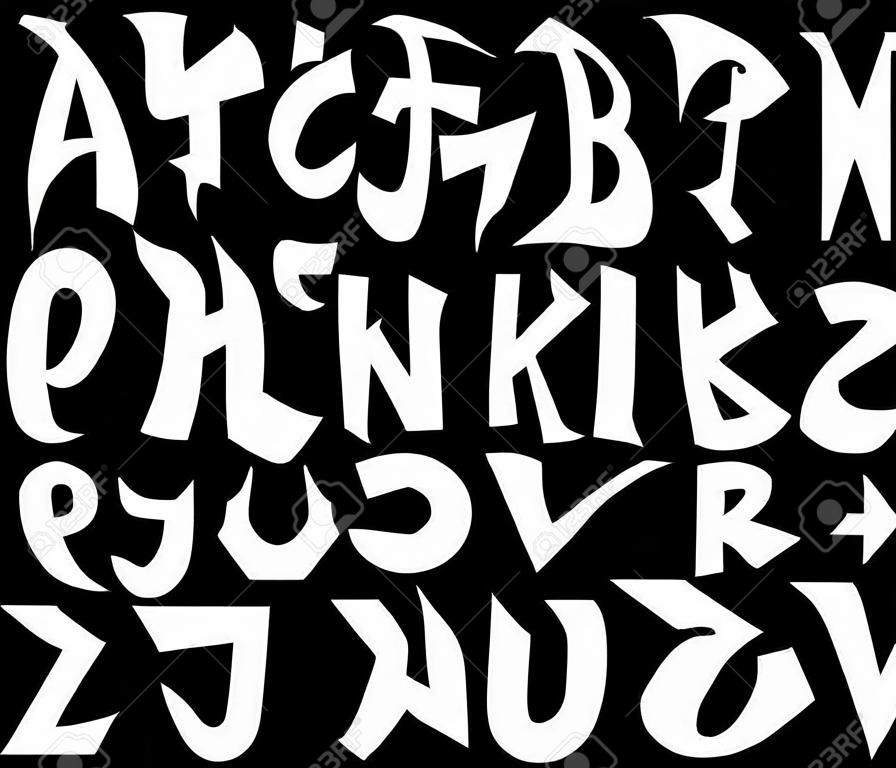 Graffiti font alphabet, abc Buchstaben