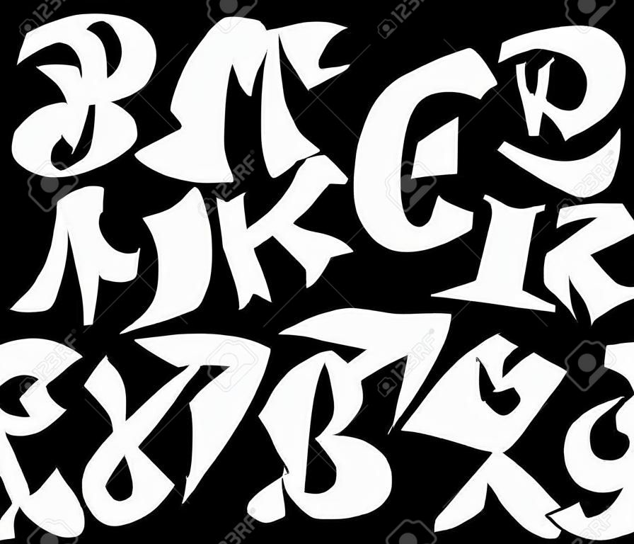 Graffiti font alphabet, abc letters