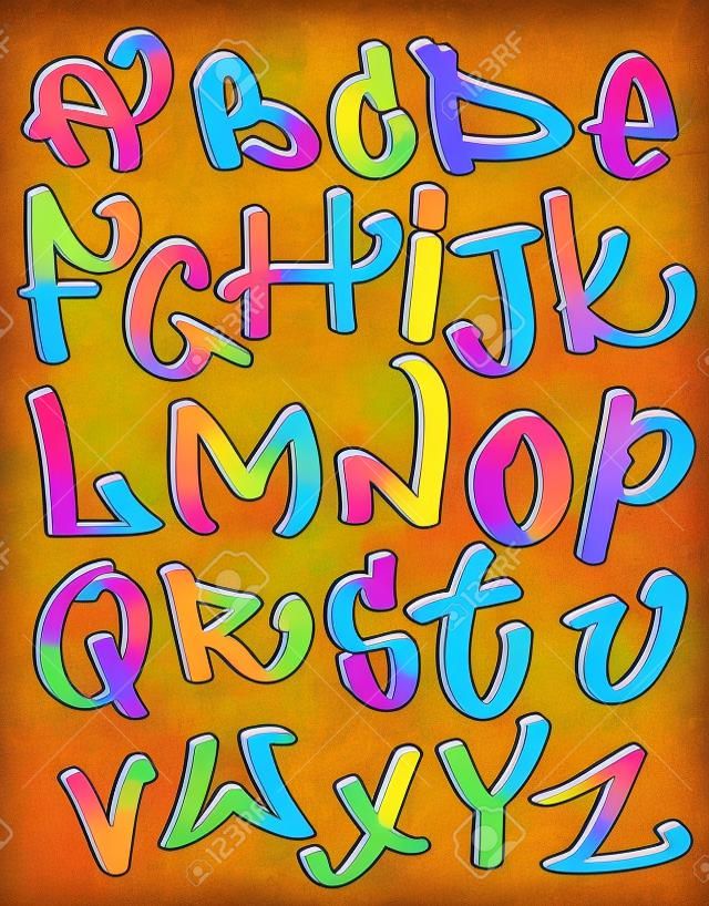 Graffiti alfabeto fuente, las letras abc