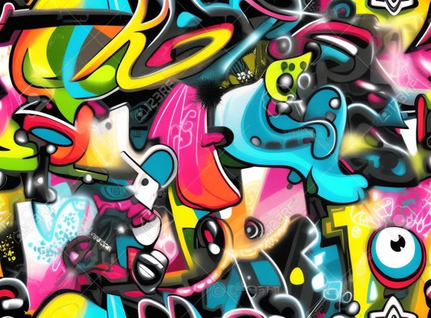 La pared de graffiti arte urbano de fondo sin fisuras