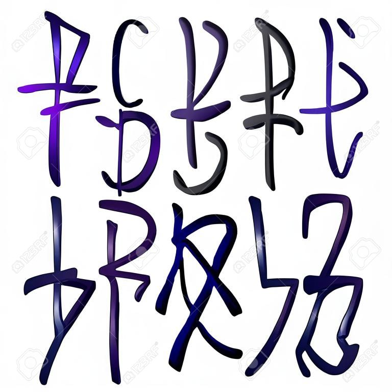 Graffiti litery alfabet. Hip hop typu grafitti projekt