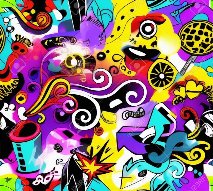 Graffiti wall art background  Hip-hop style seamless texture pattern