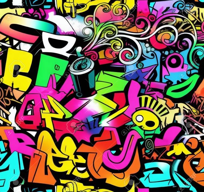 Граффити стены искусства фоне хип-хоп стиль бесшовные шаблон текстуры