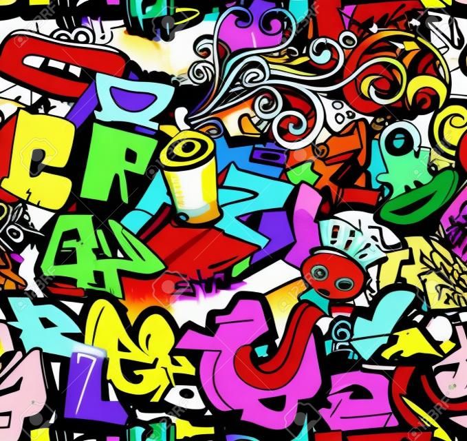 Граффити стены искусства фоне хип-хоп стиль бесшовные шаблон текстуры