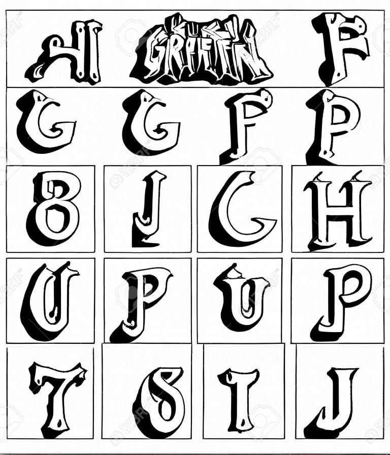 Graffiti font alphabet letters  Hip hop type grafitti design