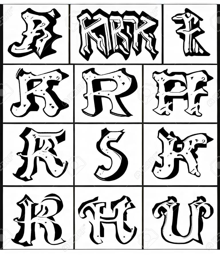 Graffiti lettertype alfabet letters Hip hop type grafitti ontwerp