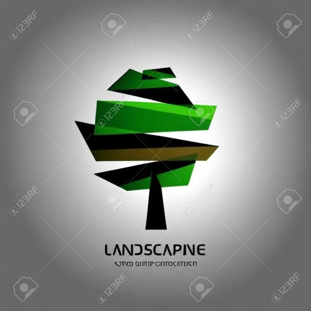 Abstract tree vector logo concept illustration. Landscaping concept sign. Nature logo sign. Vector logo template. Design element.